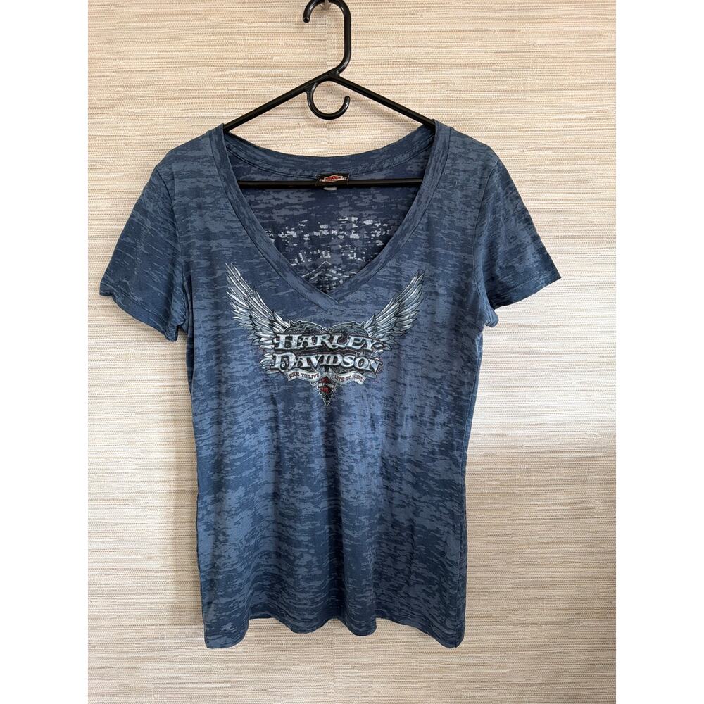 Harley-Davidson V-Neck Tee Women's size XL South Barre VT